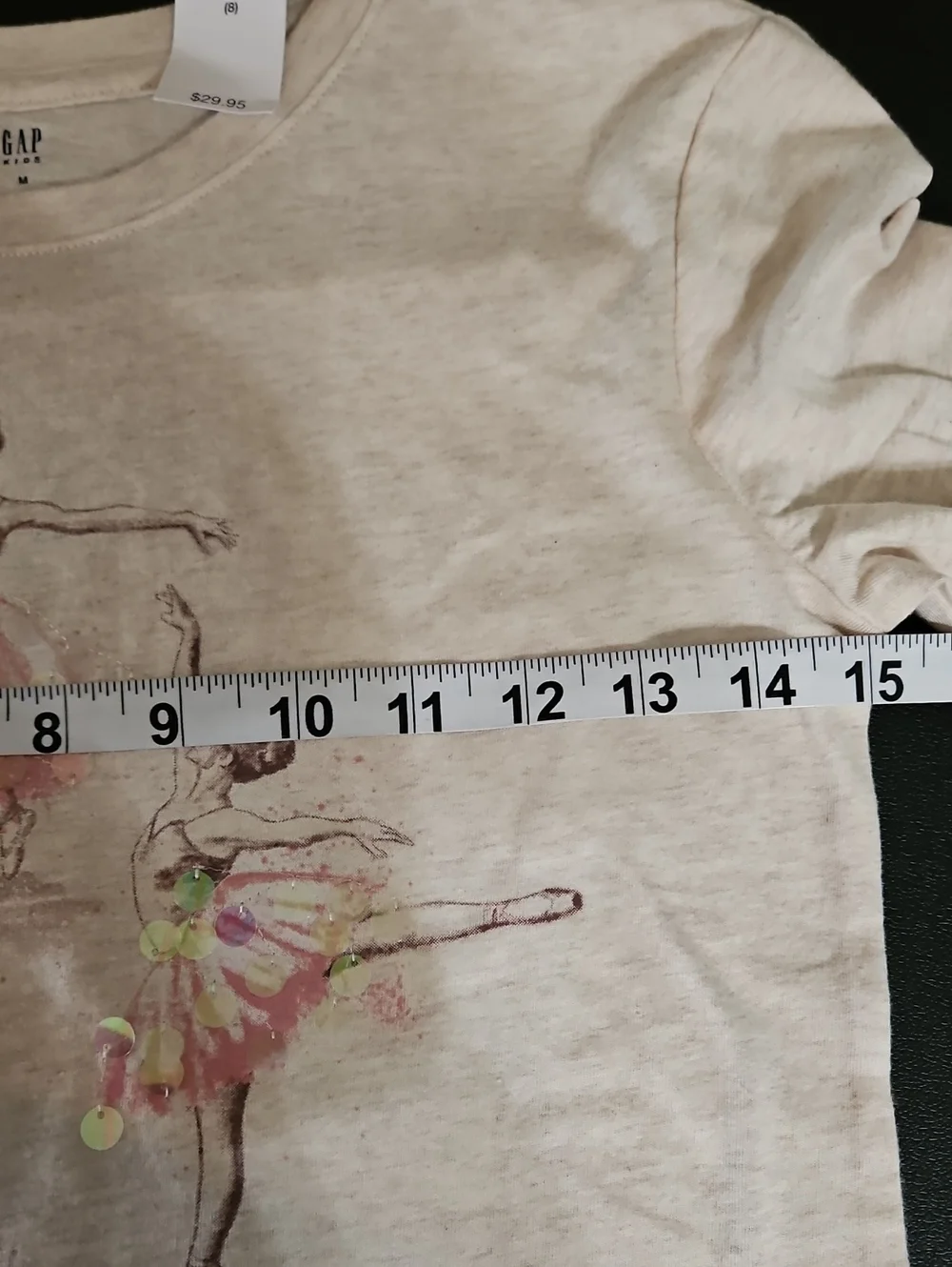 GAP Cream Long-Sleeve Tee with Pastel Ballerina Print Girls 8 NWT